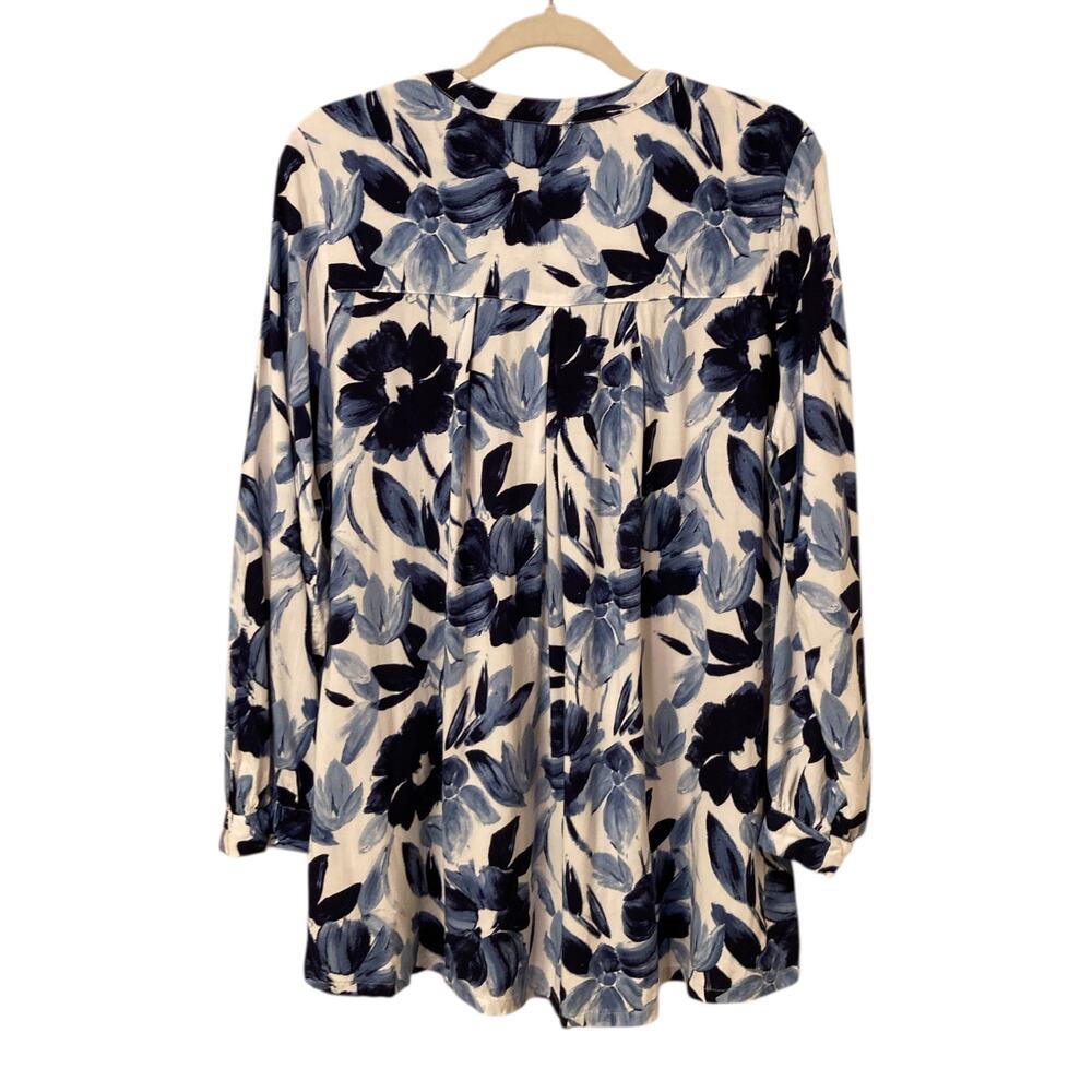Denim&Co Blue and White Long Sleeve Tunic Size Small Petite EUC - Picture 2 of 9